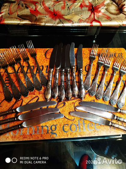 Набор для сервировки стола, мельхиор. Номерные зна