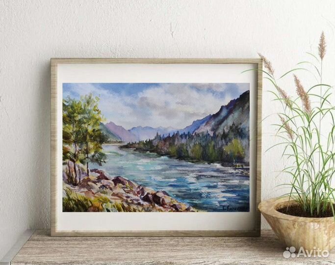 Картина акварелью Горный Алтай пейзаж