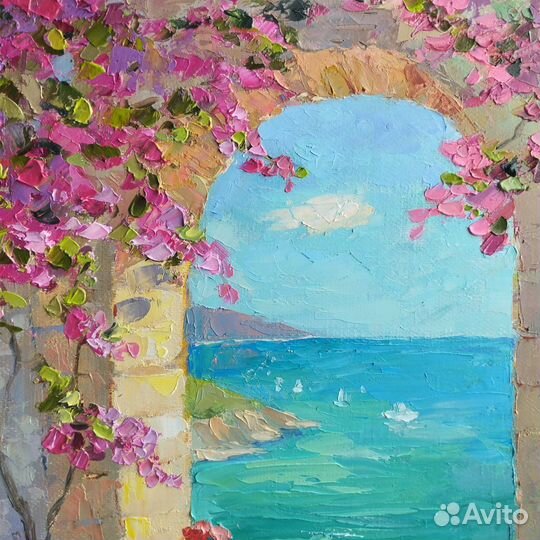 Картина маслом на холсте. Южный пейзаж