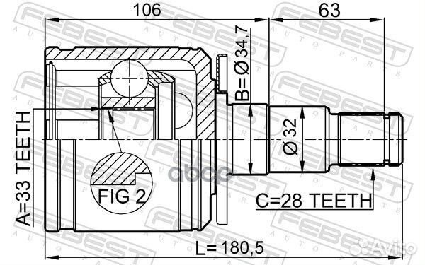 Шрус внутренний 0411-KB4LH Febest