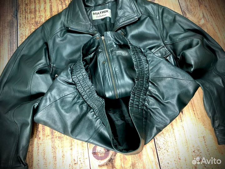 Винтажный бомбер y2k пилот кожаная куртка из 90х