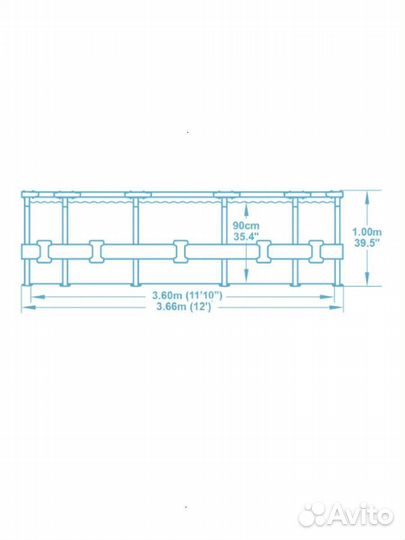 Каркасный бассейн 366 на 100 с лестницей