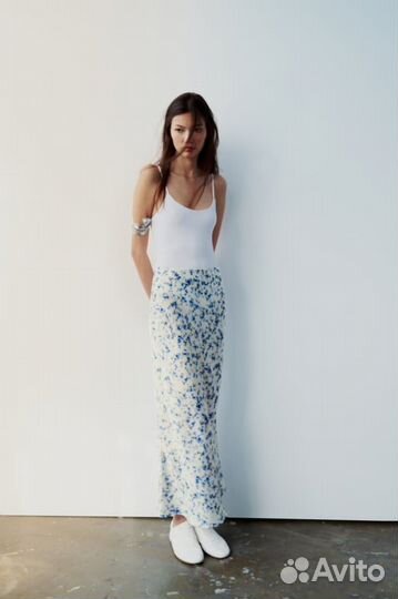 Юбка миди макси Zara с принтом в цветочки, S