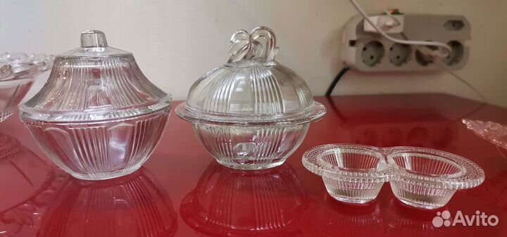 Вазочка сахарница старинная стекло