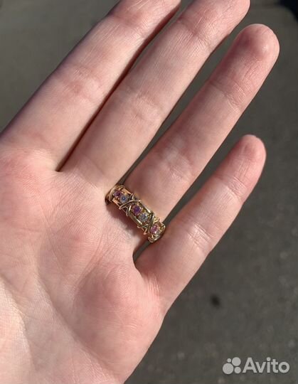 Золотое кольцо Tiffany 585 пр. с сапфирами и брил