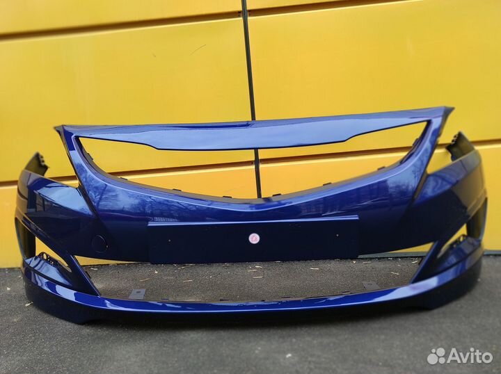 Бампер передний на Хёндай Солярис 14-17 синий