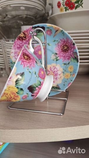 Набор чашка тарелка на подставке