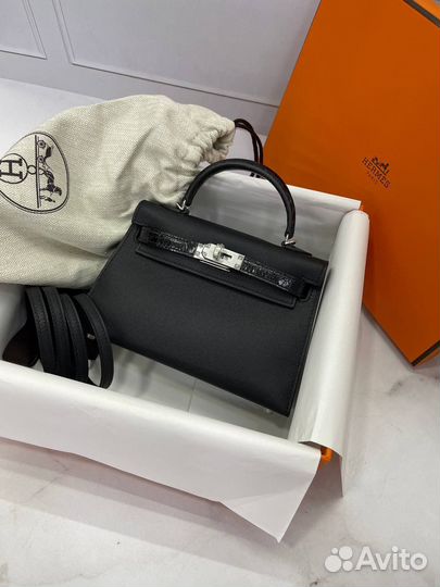 Сумка Mini Kelly со вставками из кожи крокодила