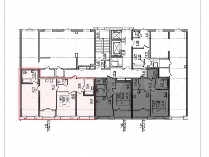 3-к. квартира, 92,6 м², 2/19 эт.