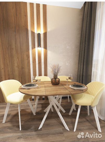 Стол обеденный Раскладной, 90х90х75 см