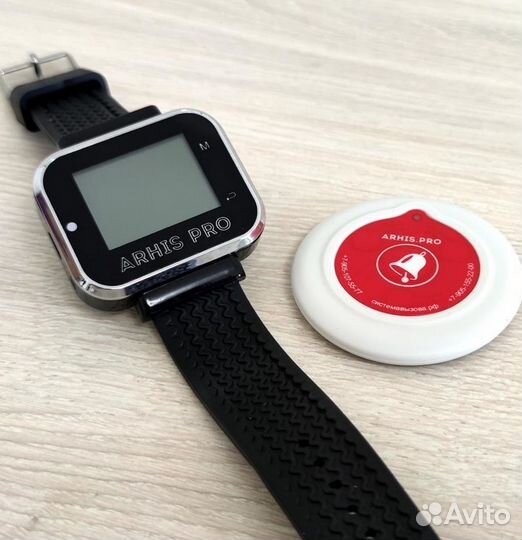 Комплект кнопка вызова официанта в ассортим и часы