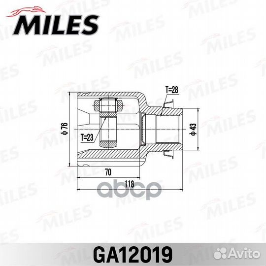 Шрус Mazda 3 АКПП 03-08 внутр. правый ga12019 M