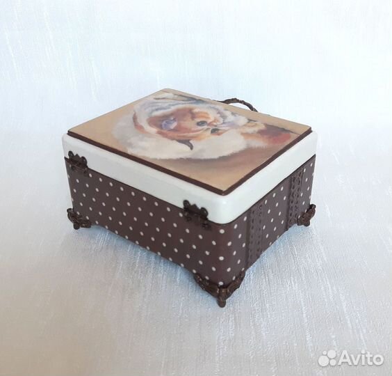 Шкатулка Рыжий кот. Ручная работа