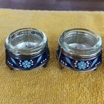 Солонка мельхиор синяя эмаль, Дзержинск