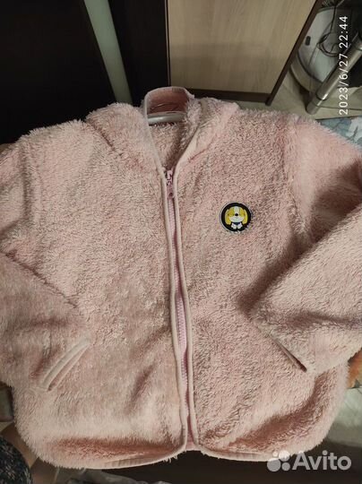 Розовая кофта из шерпы для девочки, рост 130 см