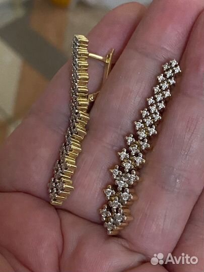 Золотые серьги с бриллиантами 585 проба