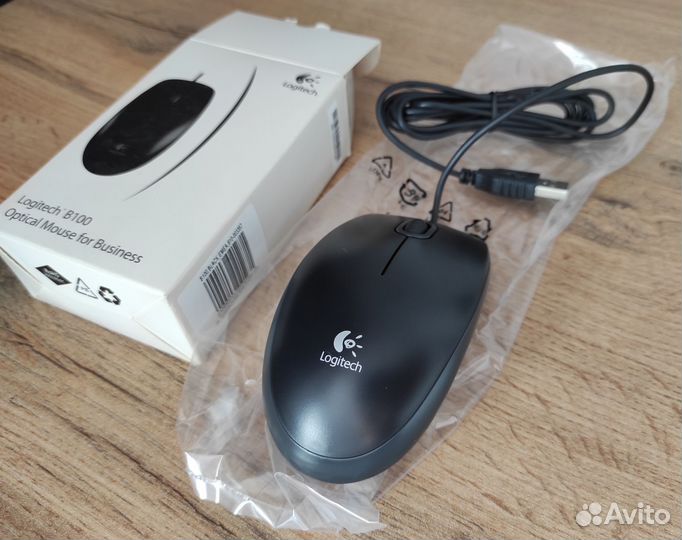 Мышь проводная оптическая Logitech B100 новая