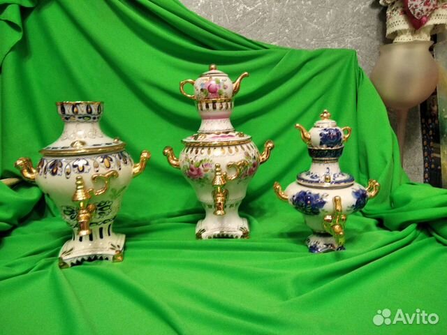 Самовары фарфоровые СССР. гжель