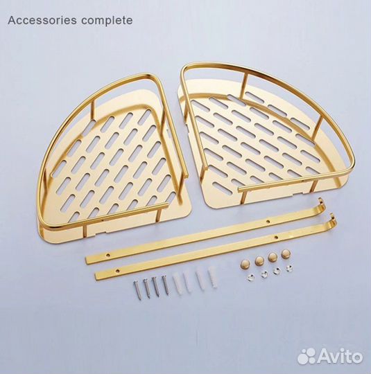 Угловая полка для ванной золото