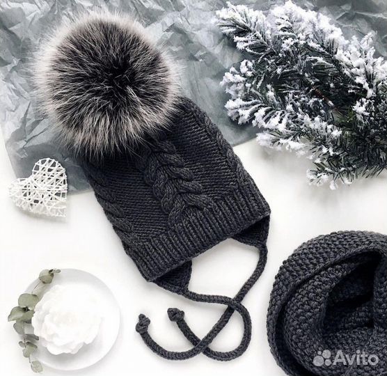 Шапка + снуд (шарф) зима