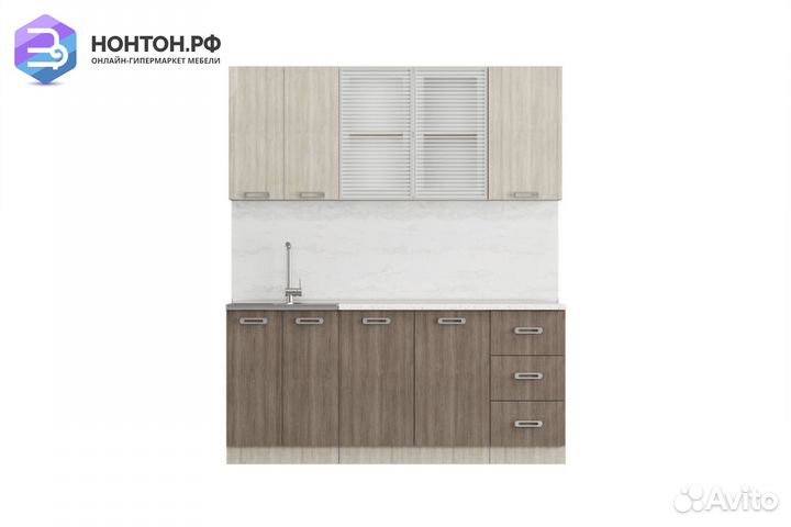 Кухня Катя 1.8м ясень шимо светлый / ясень шимо те