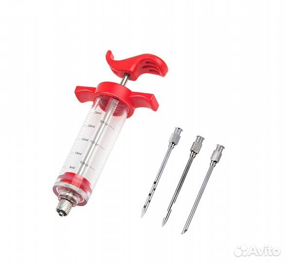 Шприц для маринада мяса 30 мл, 3 иглы
