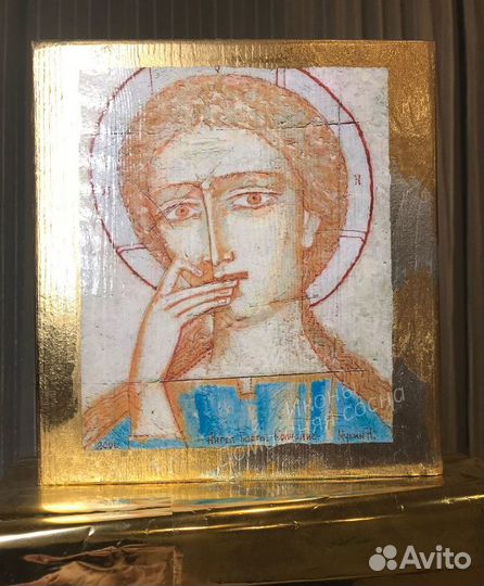Икона Спас Благое Молчание Ангел ручная работа