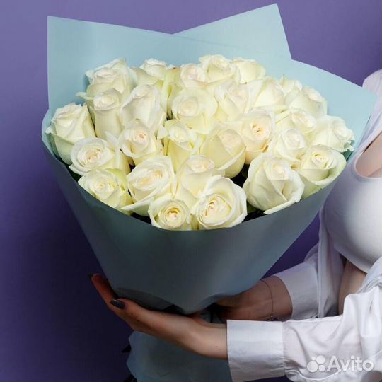 Букет. Белые розы 35 шт 70 см