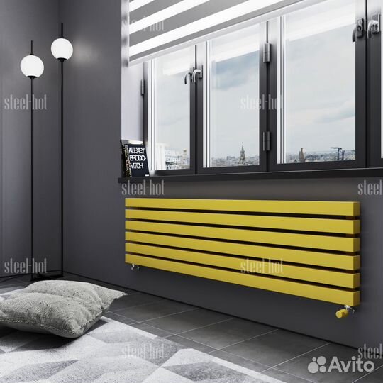 Горизонтальный дизайнерский радиатор Steel-Hot от