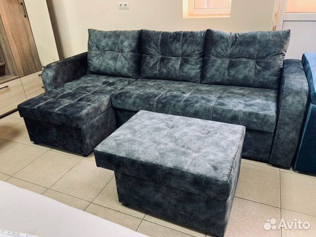 Угловой диван "Мираж" на металлокаркасе с пуфом , ширина 252, глубина ...