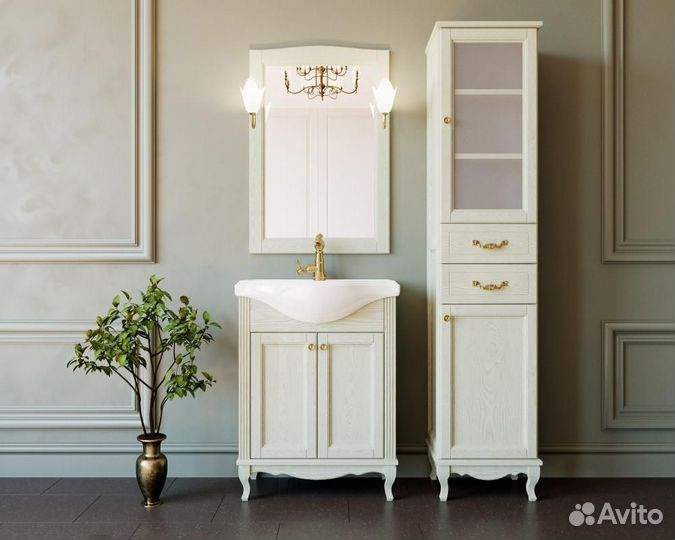 Тумба с раковиной ValenHouse Эллина 65 слоновая ко