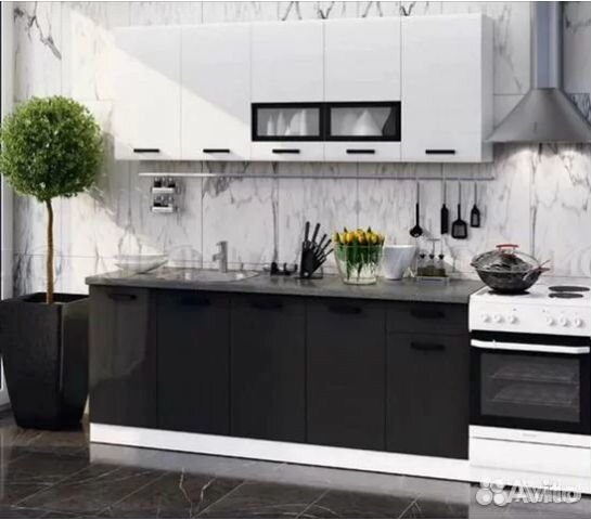 Кухня рио Белый \черный глянец (мдф )