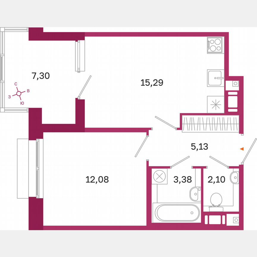 1-к. квартира, 41,6 м², 7/10 эт.