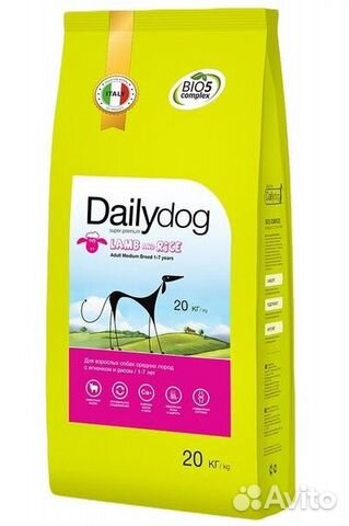 Dailydog ягн.+рис 20кг корм для собак