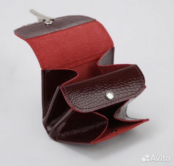 Монетница-кошелёк на кнопке 3отд кожа Россия