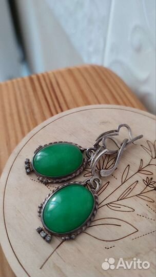 Серьги с натуральным хризопразом