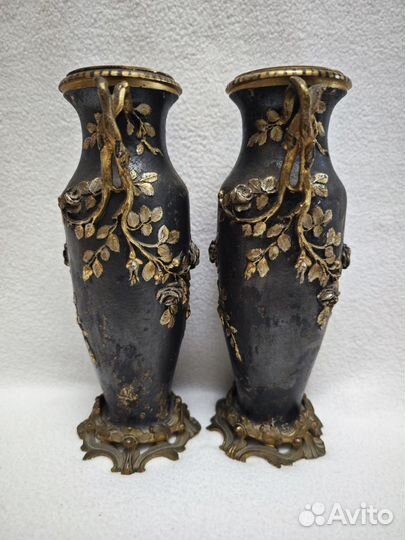 Вазы парные, декоративные. Бронза. Япония