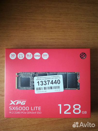 Ssd M. 2 накопитель A-Data XPG SX6000 Lite-128GT