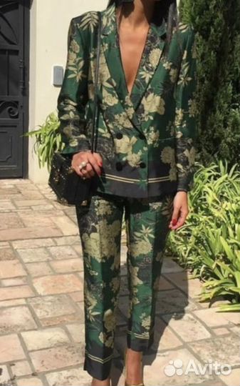 Пиджак цветочный принт стиль Gucci
