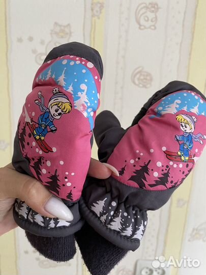 Варежки детские на девочку 1-2 года