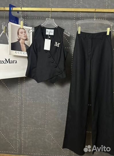 Костюм брюки+жилет лён Max Mara р 40-46