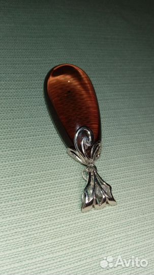 Кулон янтарь серебро 