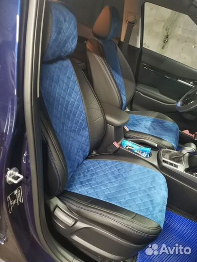 Чехлы из алькантары экокожи Ромб на Kia Seltos