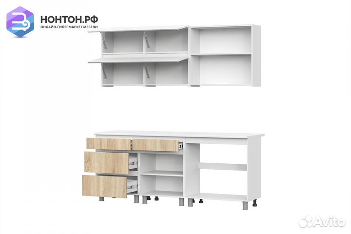 Кухня Ивона 2.0 м белый текстурный / дуб сонома