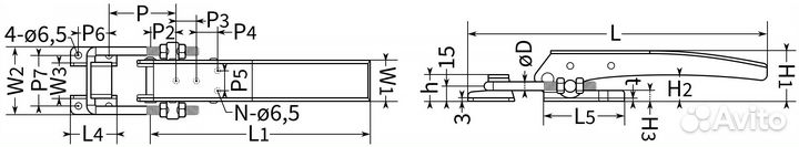 Замок-защелка регулируемый L282-300мм B310C-2, А2