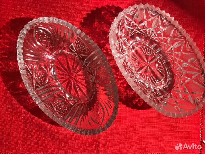 Советский хрусталь 2 конфетницы ладьи