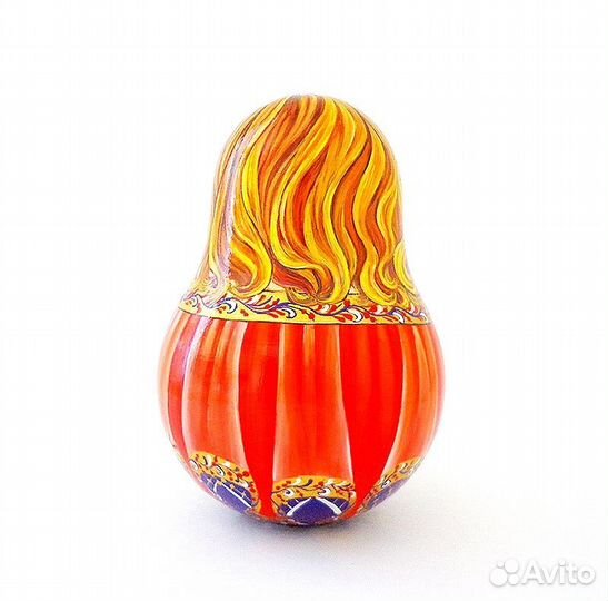 Большая расписная музыкальная неваляшка рыжий кот