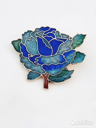 Брошь «Роза», клуазоне, Англия