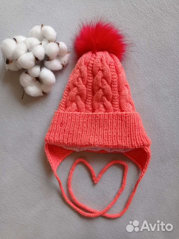 Шапка осенняя/весенняя вязаная детская для девочек