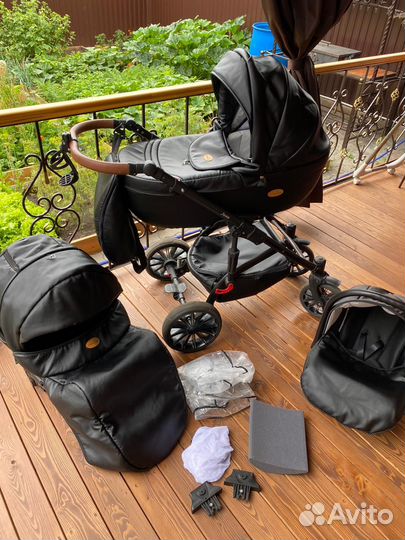 Коляска 3 в 1 Jess эко кожа